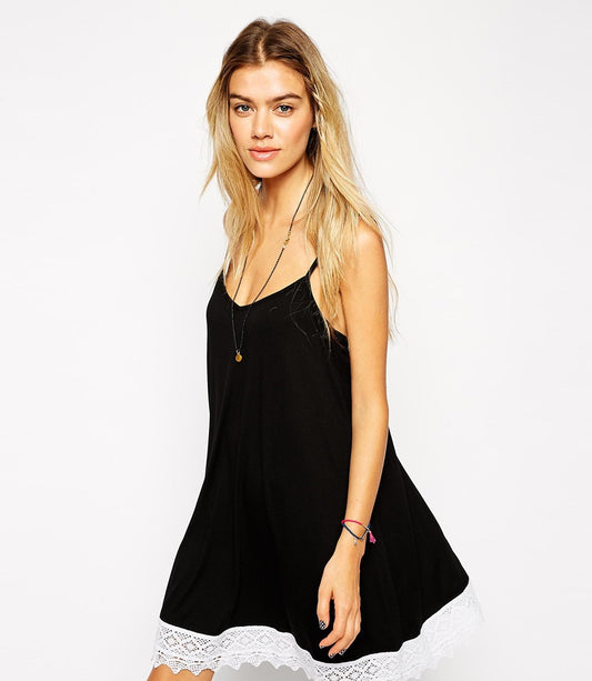 Swing Dress with Lace Hem